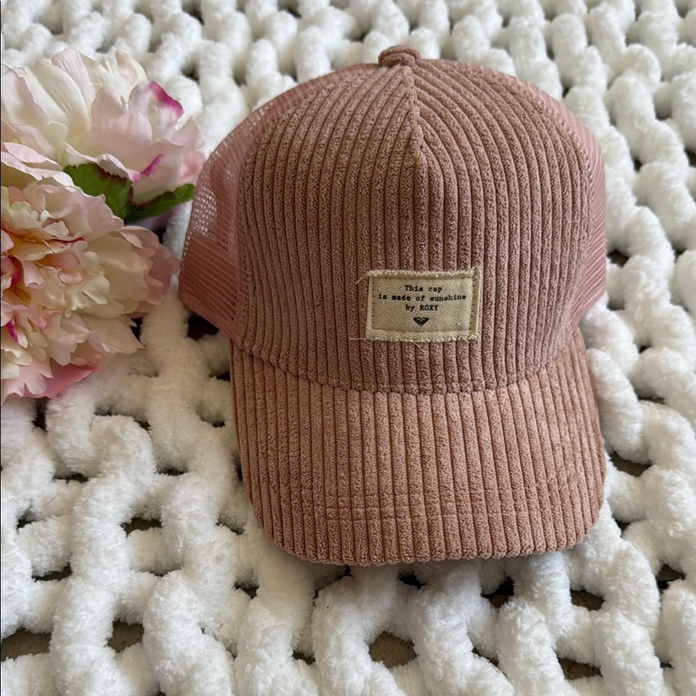 Roxy Pink Corduroy Trucker Hat One Size Adjustable